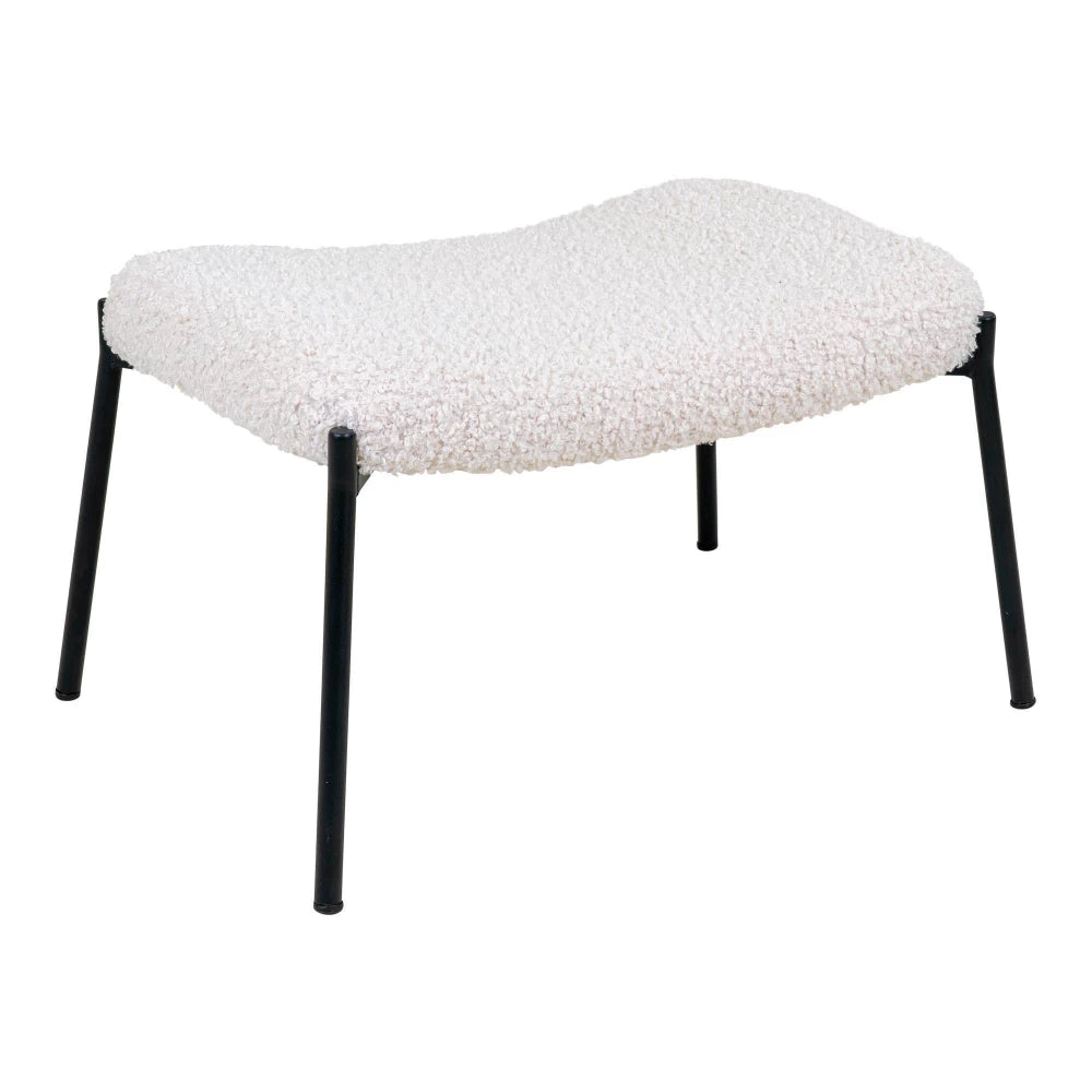 Taburet din Metal Negru si Blanita artificiala Alb H36xL61cm Glasgow