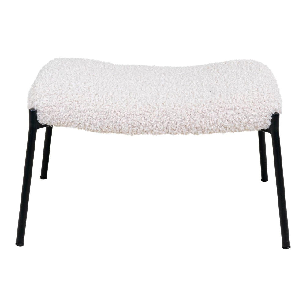 Taburet din Metal Negru si Blanita artificiala Alb H36xL61cm Glasgow