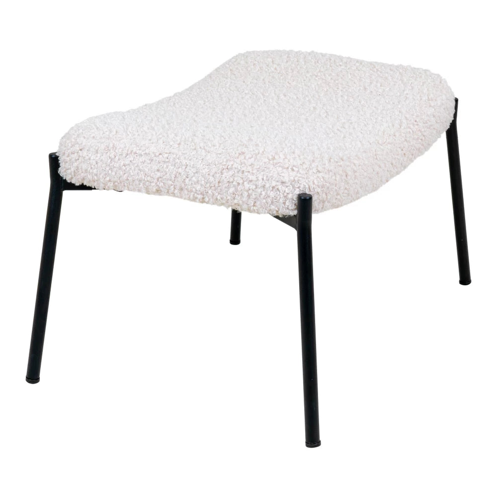 Taburet din Metal Negru si Blanita artificiala Alb H36xL61cm Glasgow