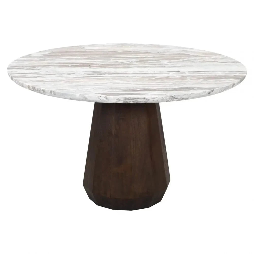 Masa rotunda din Lemn de mango Maro si Marmura Multicolor H76xD130cm Oberoy