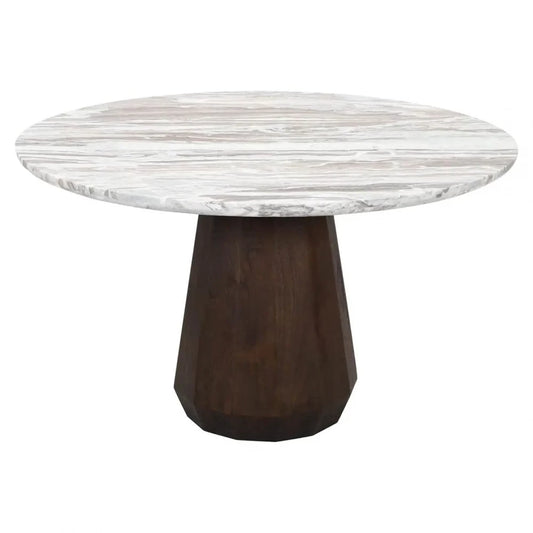 Masa rotunda din Lemn de mango Maro si Marmura Multicolor H76xD130cm Oberoy