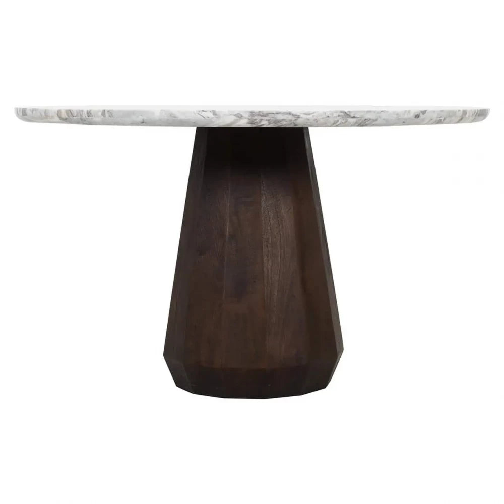 Masa rotunda din Lemn de mango Maro si Marmura Multicolor H76xD130cm Oberoy