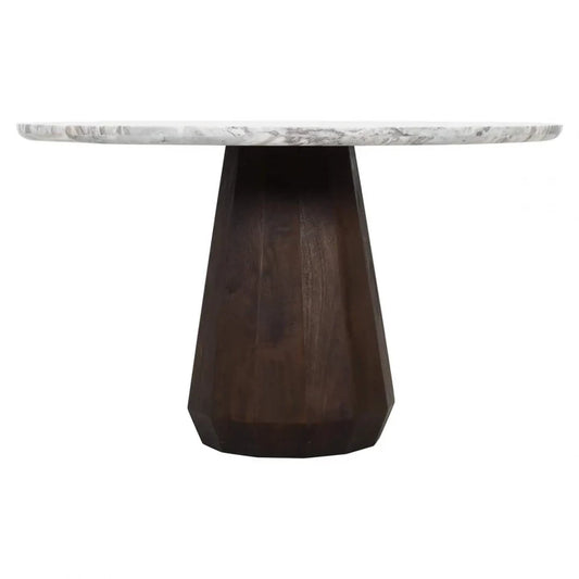 Masa rotunda din Lemn de mango Maro si Marmura Multicolor H76xD130cm Oberoy