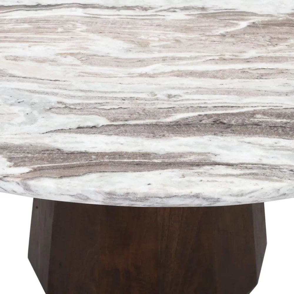 Masa rotunda din Lemn de mango Maro si Marmura Multicolor H76xD130cm Oberoy