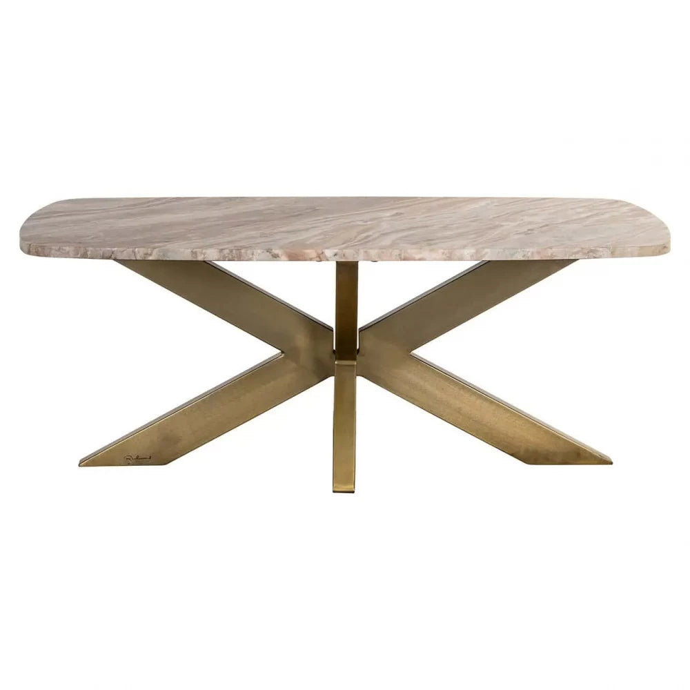 Masuta de cafea din Metal Alama si Marmura Multicolor H47xL120cm Bottega