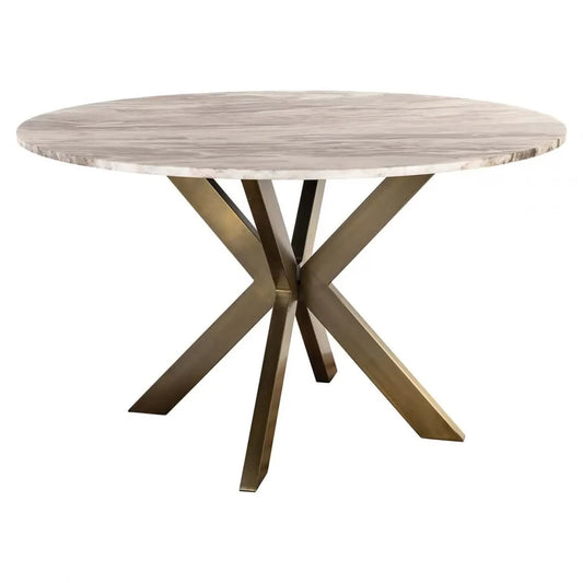 Masa rotunda din Metal Alama si Marmura Multicolor H77xD140cm Bottega