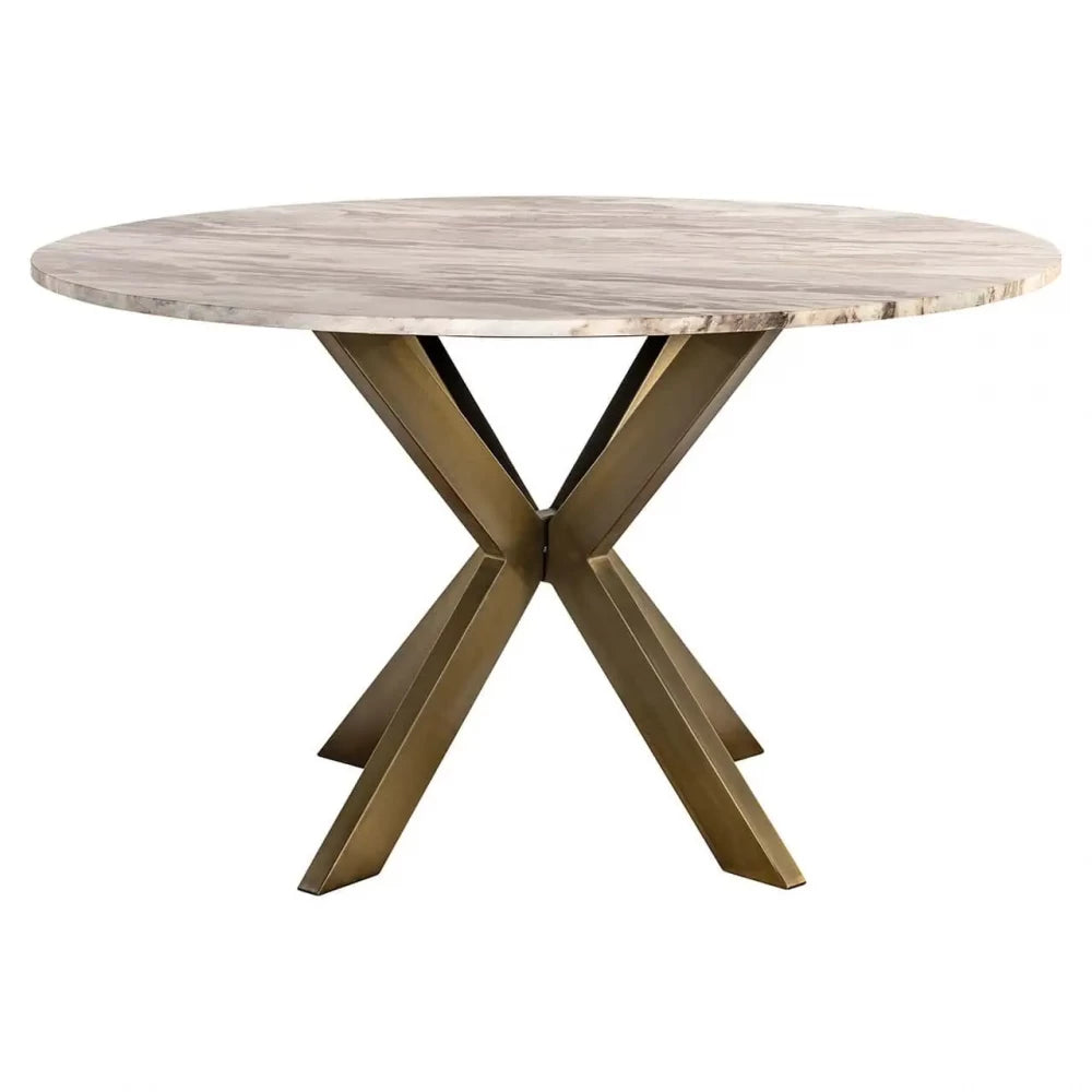 Masa rotunda din Metal Alama si Marmura Multicolor H77xD140cm Bottega