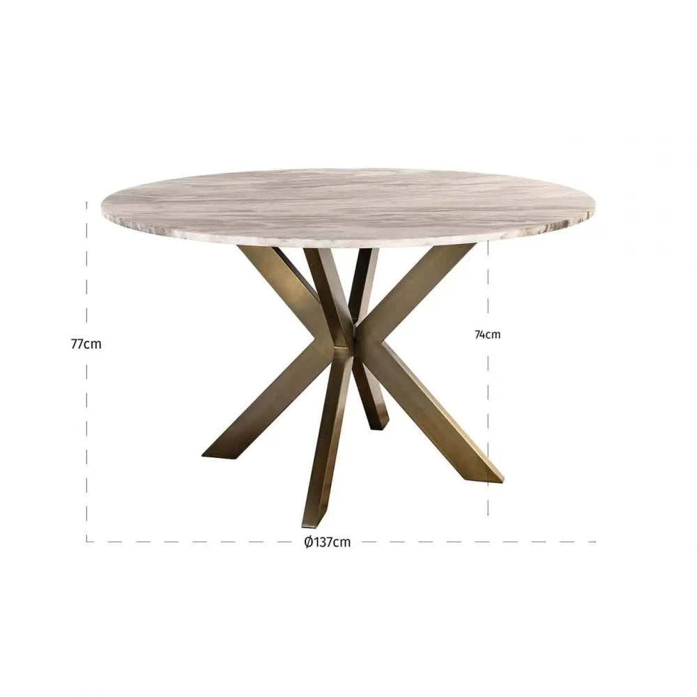 Masa rotunda din Metal Alama si Marmura Multicolor H77xD140cm Bottega