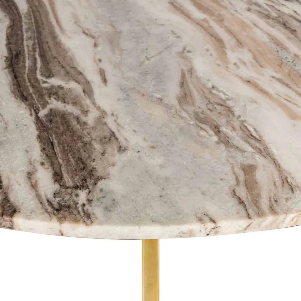 Masa rotunda din Metal Alama si Marmura Multicolor H77xD140cm Bottega
