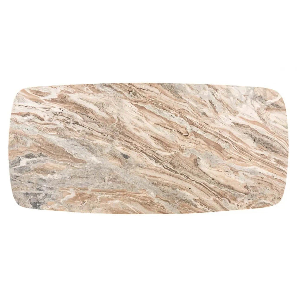 Masa dreptunghiulara din Metal Alama si Marmura Multicolor H76xL190cm Bottega