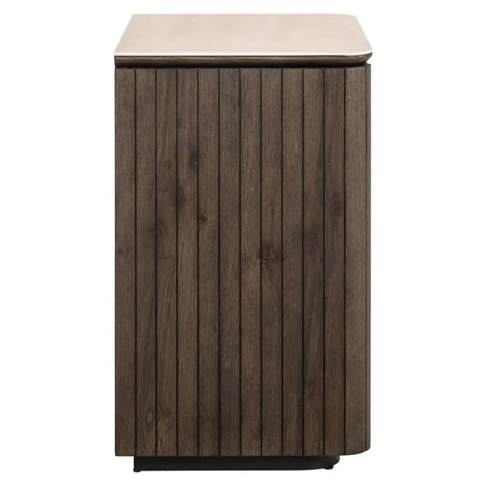 Noptiera din Furnir de stejar Maro si Ceramica Bej H65xL55cm Ritz