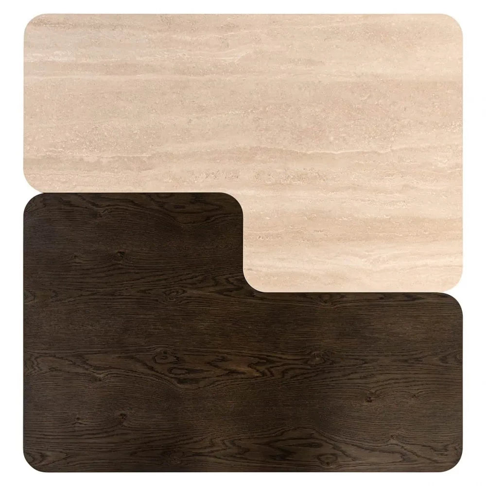 Set 2 masute de cafea din Ceramica/Furnir de stejar Bej/Maro H38xL115cm Nando