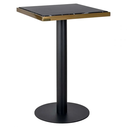 Masa din Otel inoxidabil Negru si Marmura artificiala Negru H75.5xL50cm Zenza