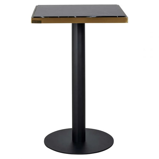 Masa din Otel inoxidabil Negru si Marmura artificiala Negru H75.5xL50cm Zenza
