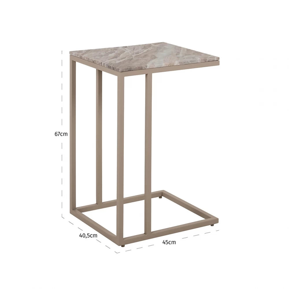 Masuta laterala din Metal si Marmura Multicolor H67xL45cm Fairfax