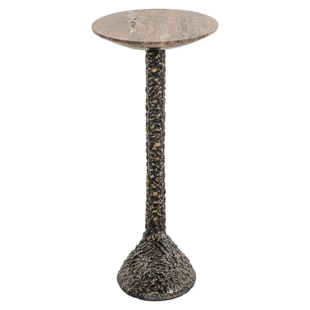 Masuta laterala din Metal  si Travertin/MDF Maro H63xL45.5cm Arosa
