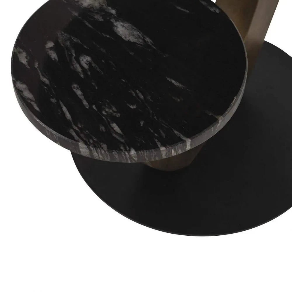 Masuta laterala din Metal Alama si Marmura/MDF Negru H57.5xL58cm Tibby
