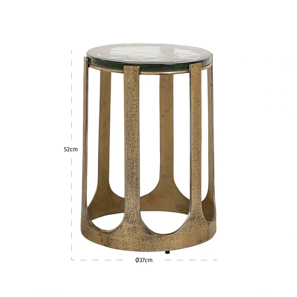 Masuta laterala din Aluminiu Auriu si Sticla Transparenta H52xD37cm Rixo