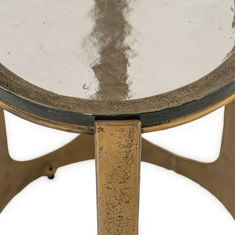 Masuta laterala din Aluminiu Auriu si Sticla Transparenta H52xD37cm Rixo