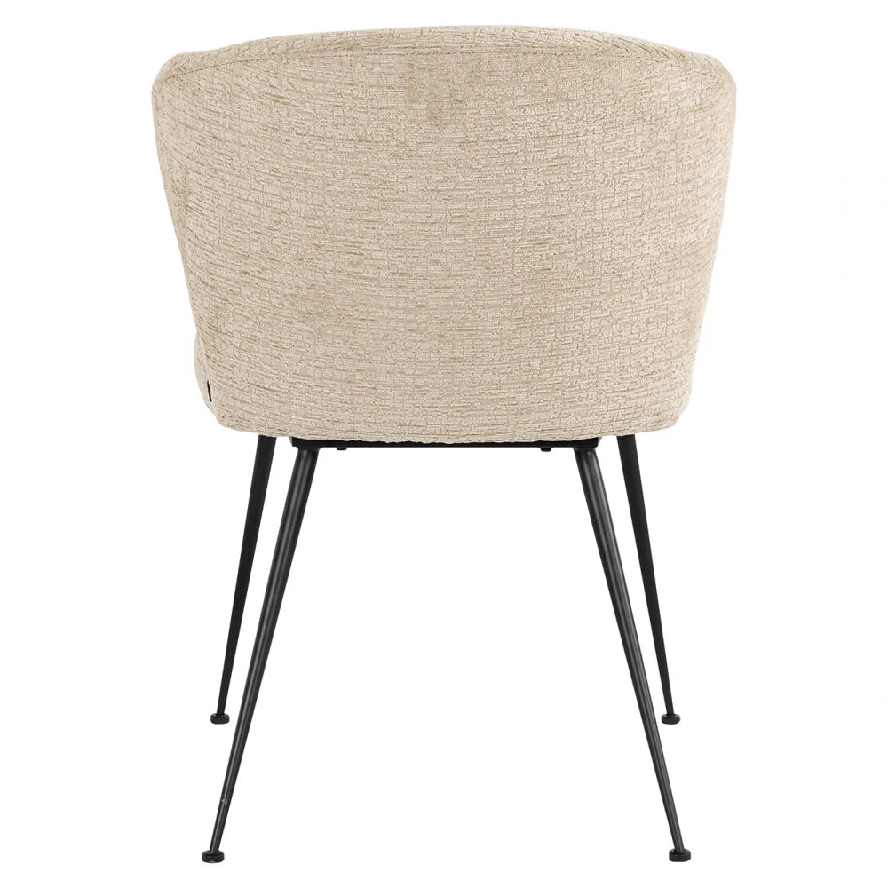 Scaun tapitat cu Chenille Bej si picioare din Metal Negru H80xL59xA67cm Xandra