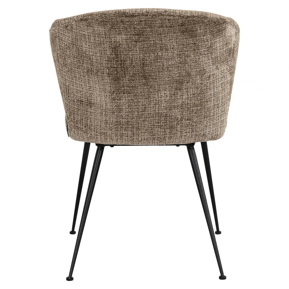 Scaun tapitat cu Chenille Maro si picioare din Metal Negru H80xL59xA67cm Xandra