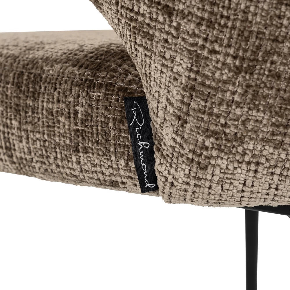 Scaun tapitat cu Chenille Maro si picioare din Metal Negru H80xL59xA67cm Xandra