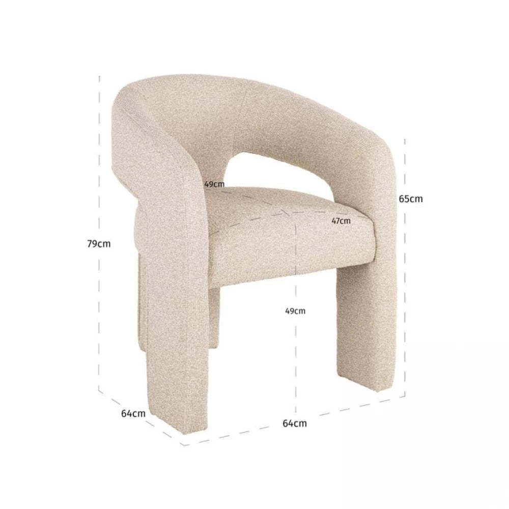 Scaun tapitat cu Stofa Bej H79xL64xA64cm Belle