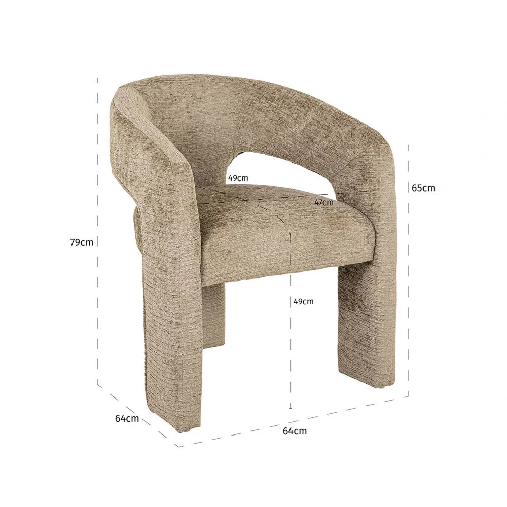 Scaun tapitat cu Stofa Bej inchis H79xL64xA64cm Belle