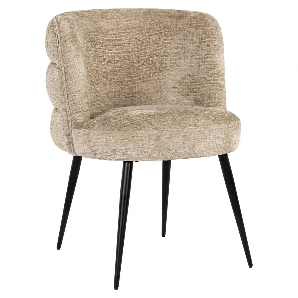 Scaun tapitat cu Chenille Bej si picioare din Metal Bej H82xL62xA64cm Stella