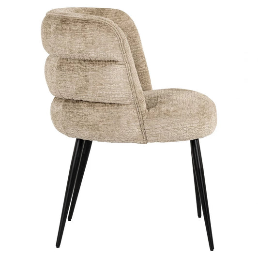 Scaun tapitat cu Chenille Bej si picioare din Metal Bej H82xL62xA64cm Stella