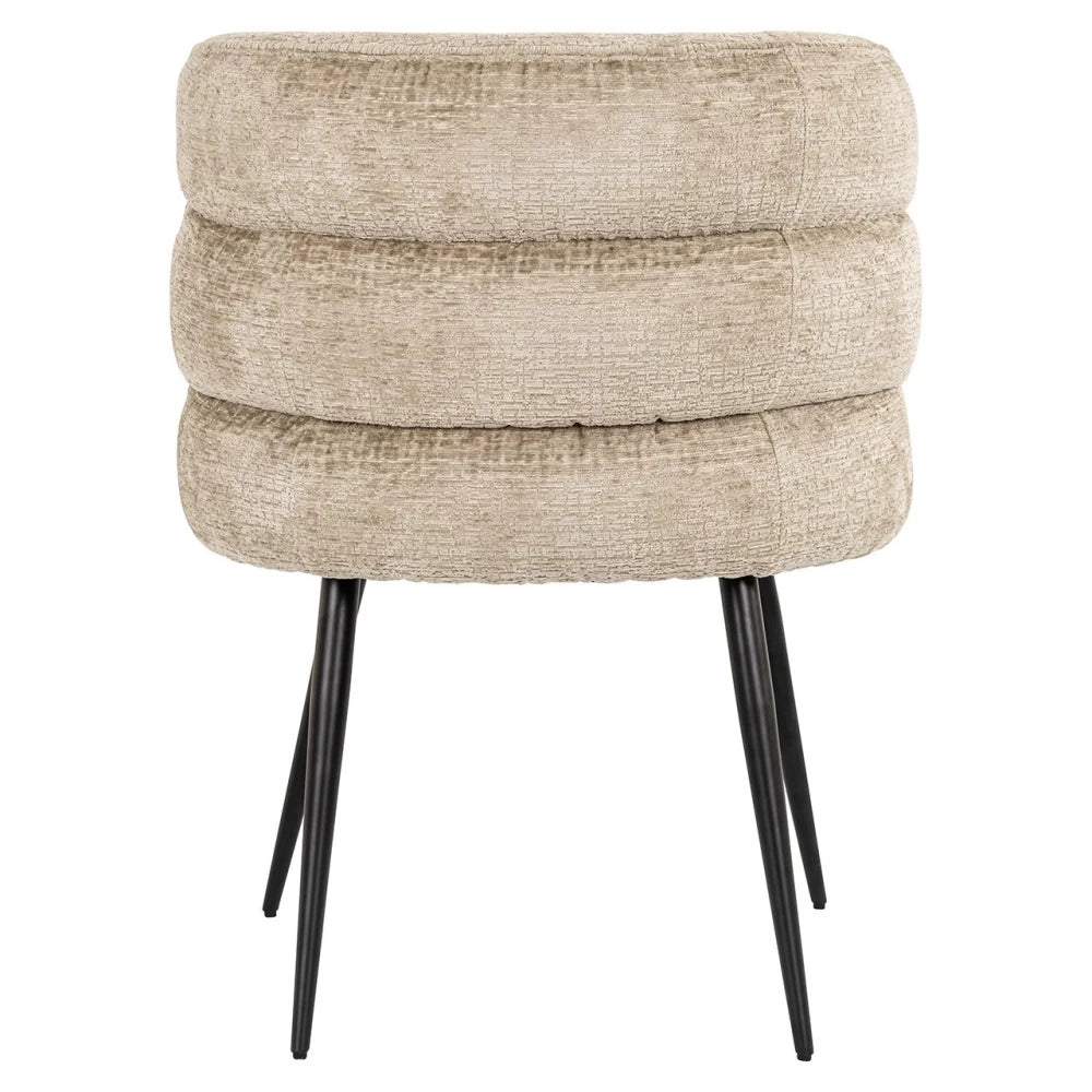Scaun tapitat cu Chenille Bej si picioare din Metal Bej H82xL62xA64cm Stella