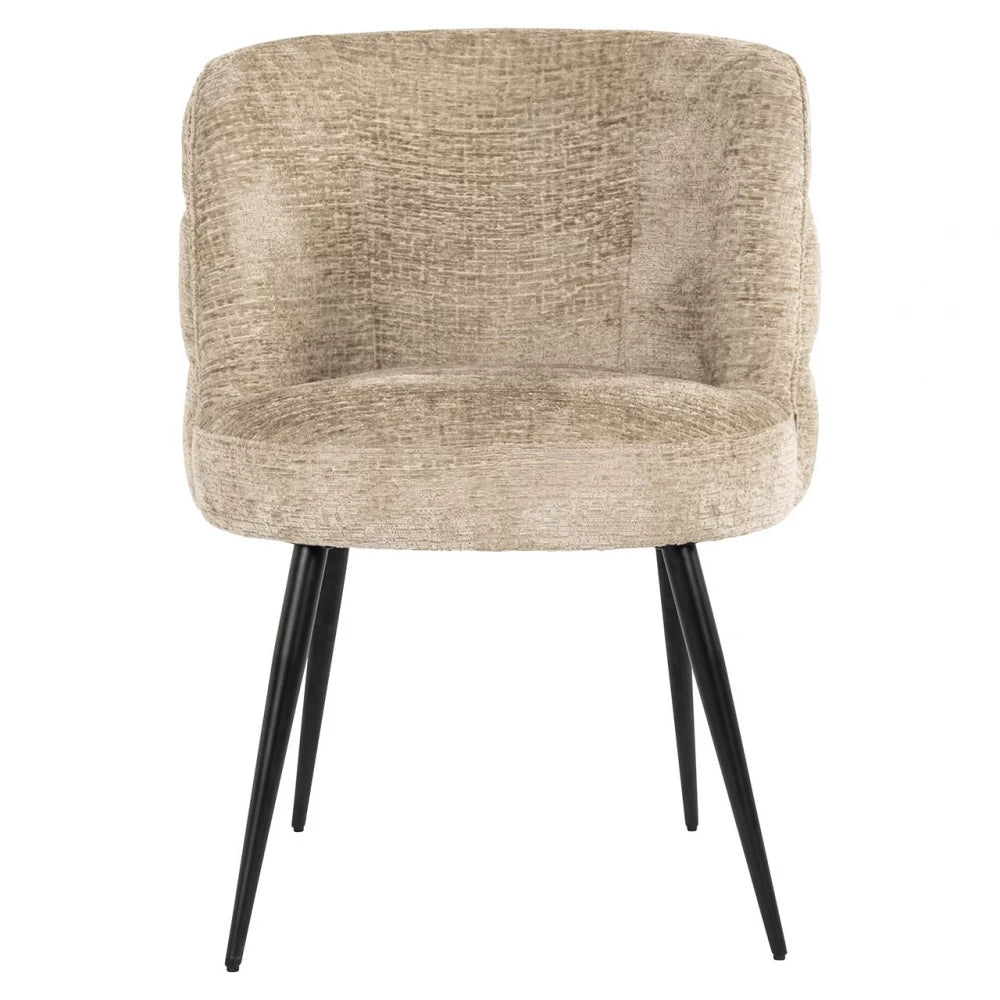 Scaun tapitat cu Chenille Bej si picioare din Metal Bej H82xL62xA64cm Stella