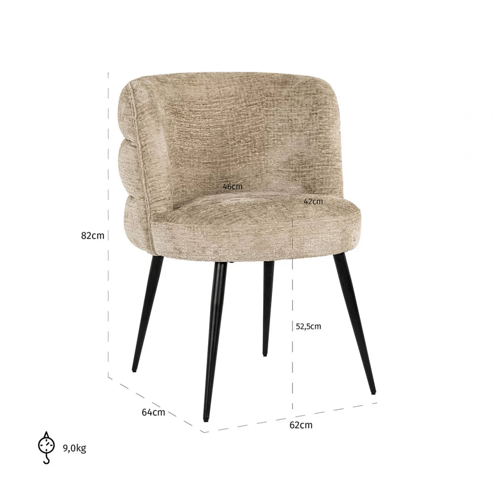 Scaun tapitat cu Chenille Bej si picioare din Metal Bej H82xL62xA64cm Stella