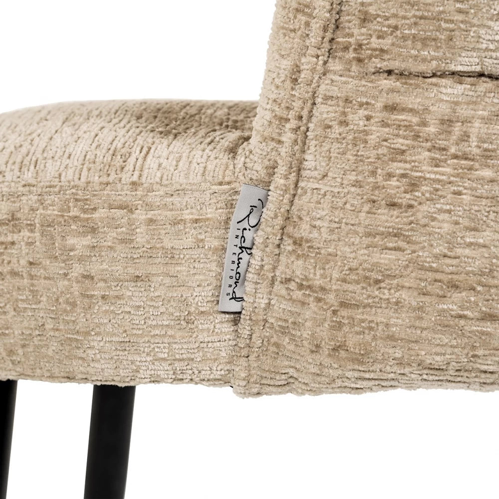 Scaun tapitat cu Chenille Bej si picioare din Metal Bej H82xL62xA64cm Stella