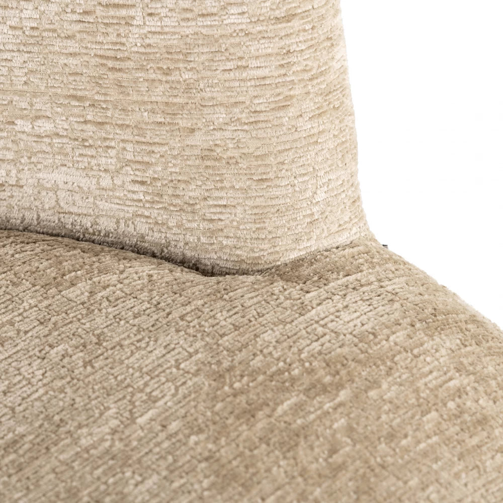 Scaun tapitat cu Chenille Bej si picioare din Metal Bej H82xL62xA64cm Stella