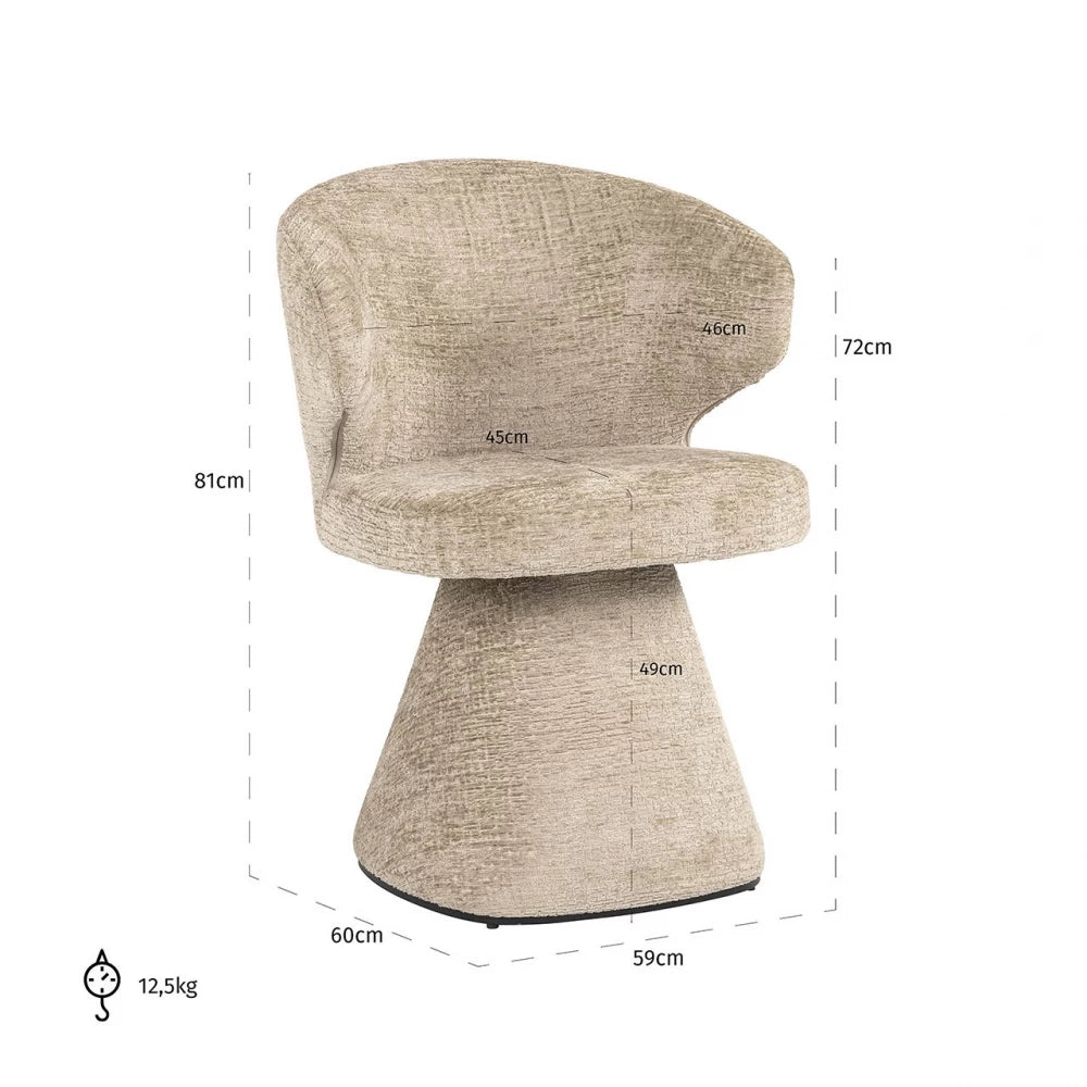 Scaun tapitat cu Chenille Bej si picioare din Metal Bej H81xL59xA60cm Gatsbi