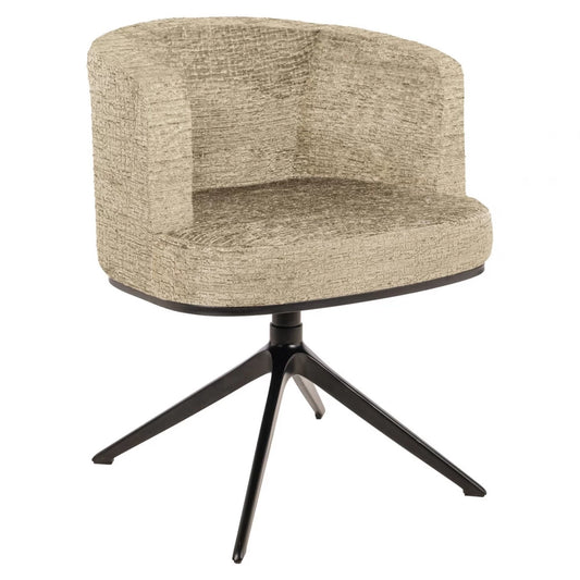 Scaun tapitat cu Chenille Bej si picioare din Metal Negru H77xL64xA62cm Cheyenne