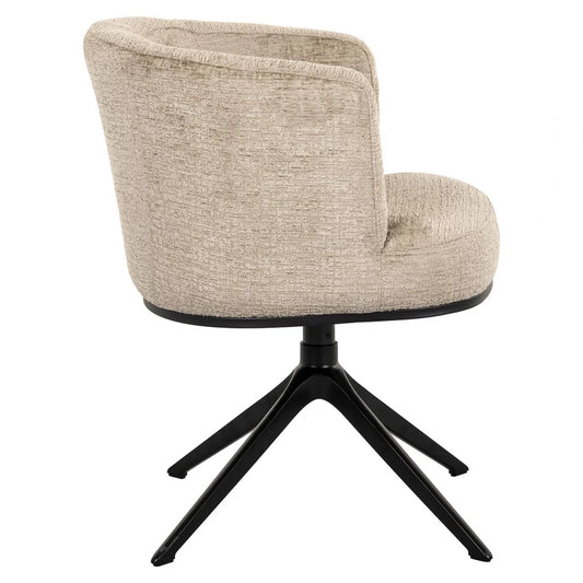 Scaun tapitat cu Chenille Bej si picioare din Metal Negru H77xL64xA62cm Cheyenne