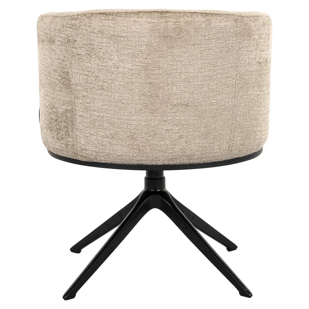 Scaun tapitat cu Chenille Bej si picioare din Metal Negru H77xL64xA62cm Cheyenne