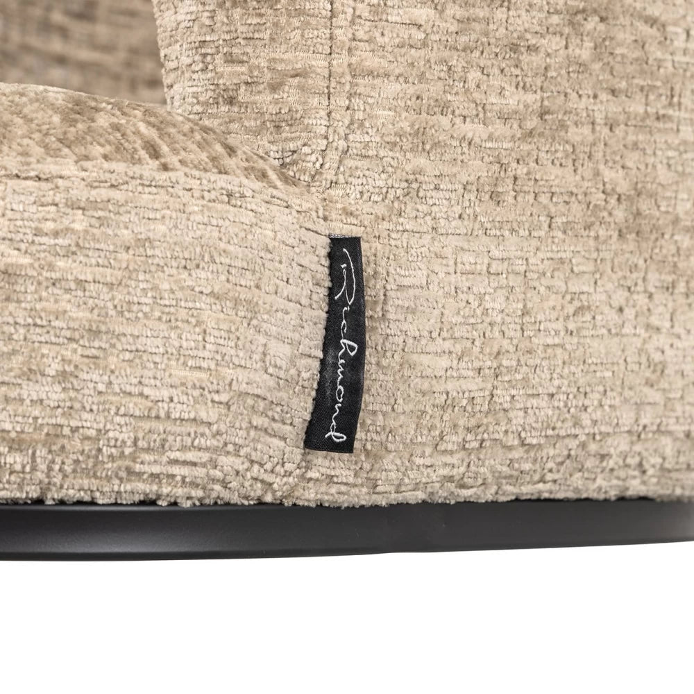Scaun tapitat cu Chenille Bej si picioare din Metal Negru H77xL64xA62cm Cheyenne