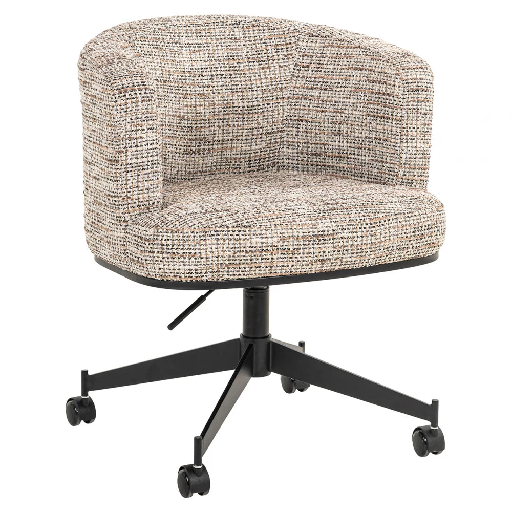 Scaun de birou tapitat cu Stofa Bej si picioare din Metal Negru H77-83xL65xA63cm Rochenne