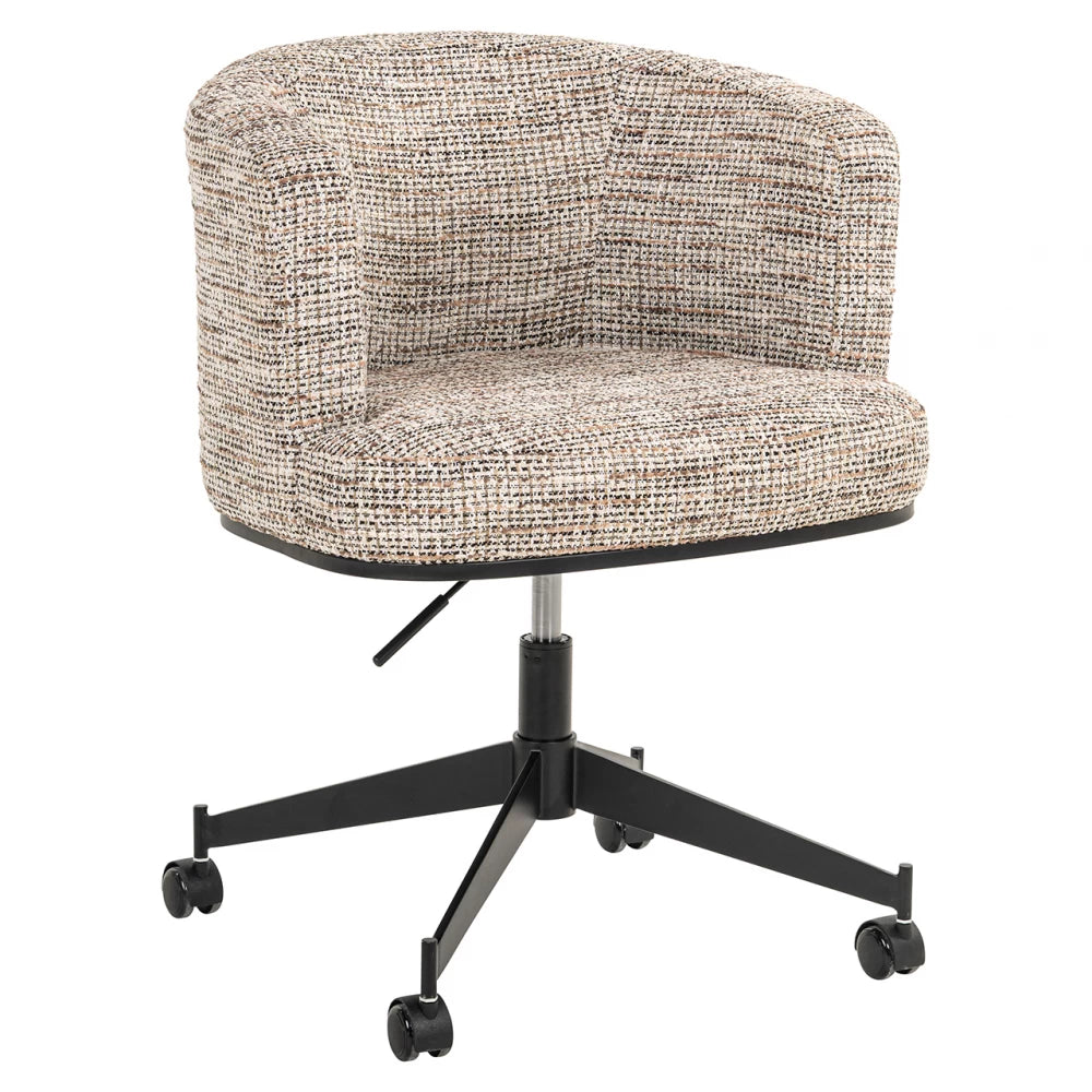 Scaun de birou tapitat cu Stofa Bej si picioare din Metal Negru H77-83xL65xA63cm Rochenne
