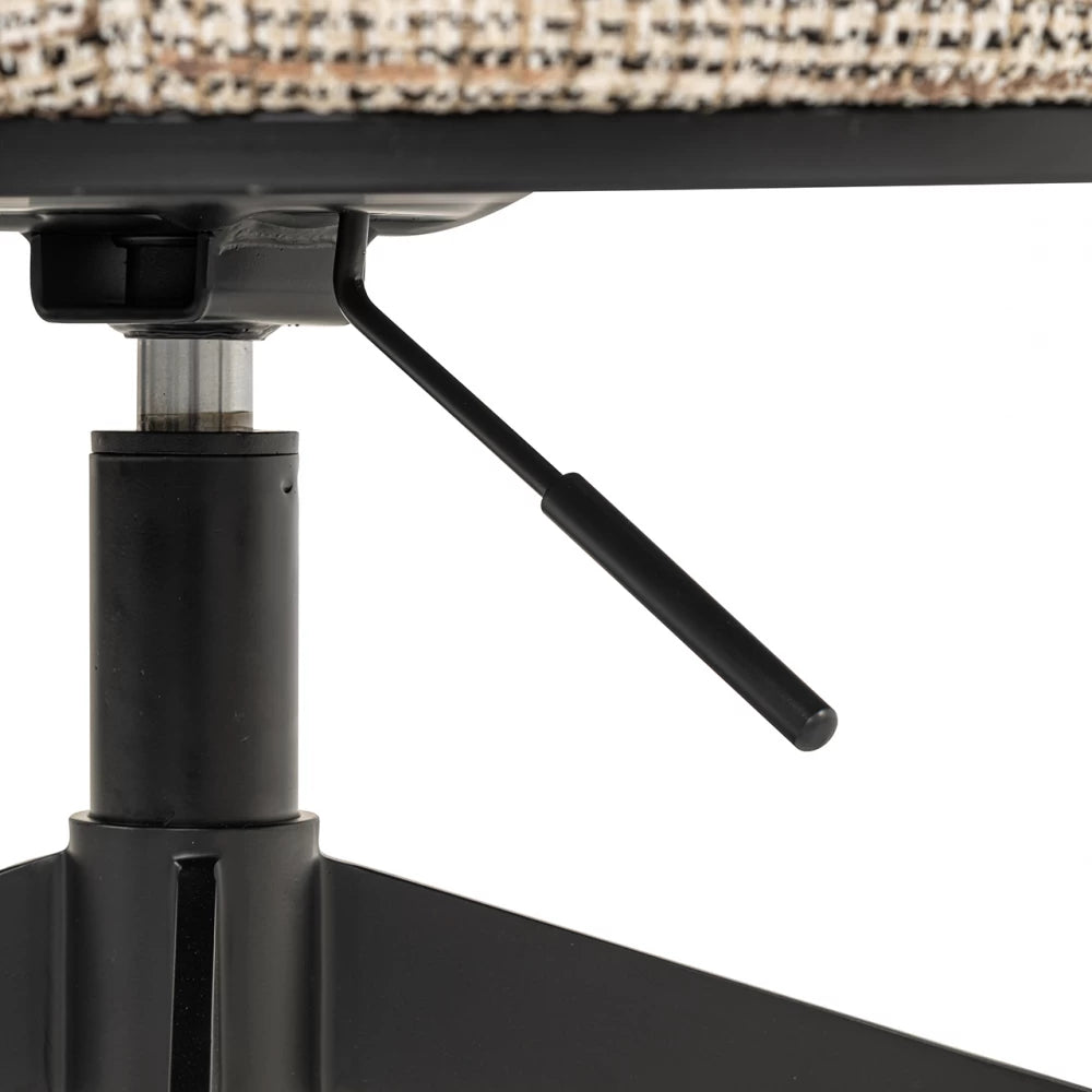 Scaun de birou tapitat cu Stofa Bej si picioare din Metal Negru H77-83xL65xA63cm Rochenne