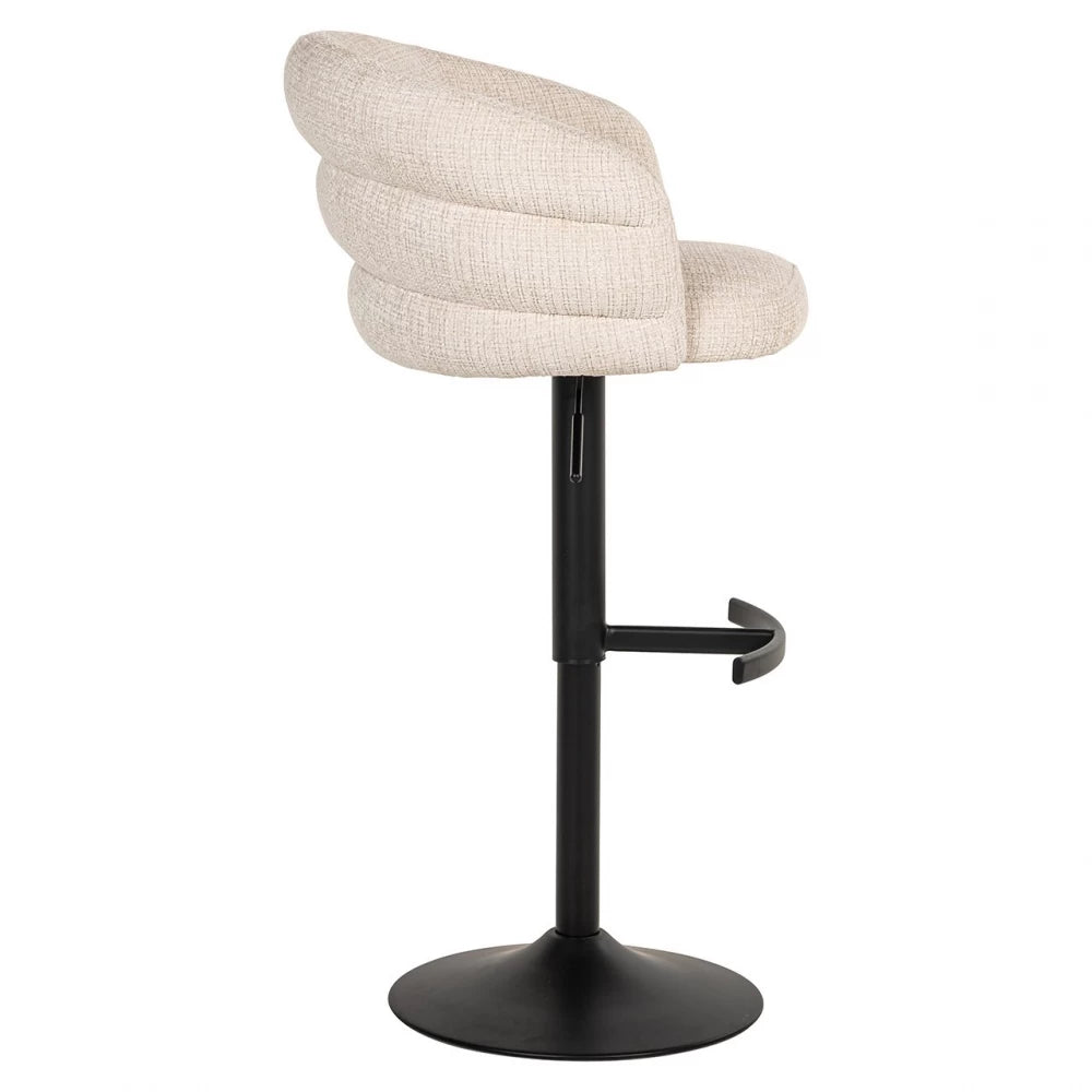 Scaun de bar cu inaltime reglabila tapitat cu Chenille Bej si picioare din Metal Negru H61-86xL59xA58cm Nikki