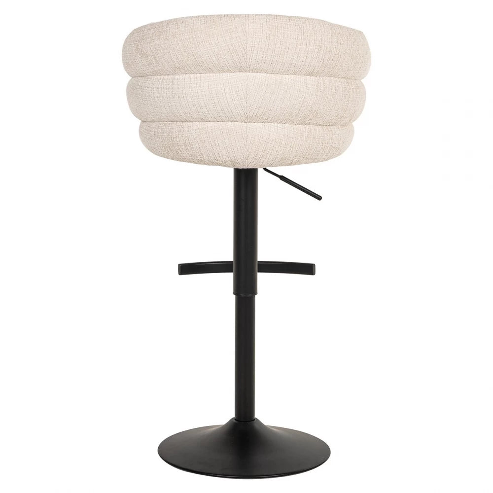 Scaun de bar cu inaltime reglabila tapitat cu Chenille Bej si picioare din Metal Negru H61-86xL59xA58cm Nikki