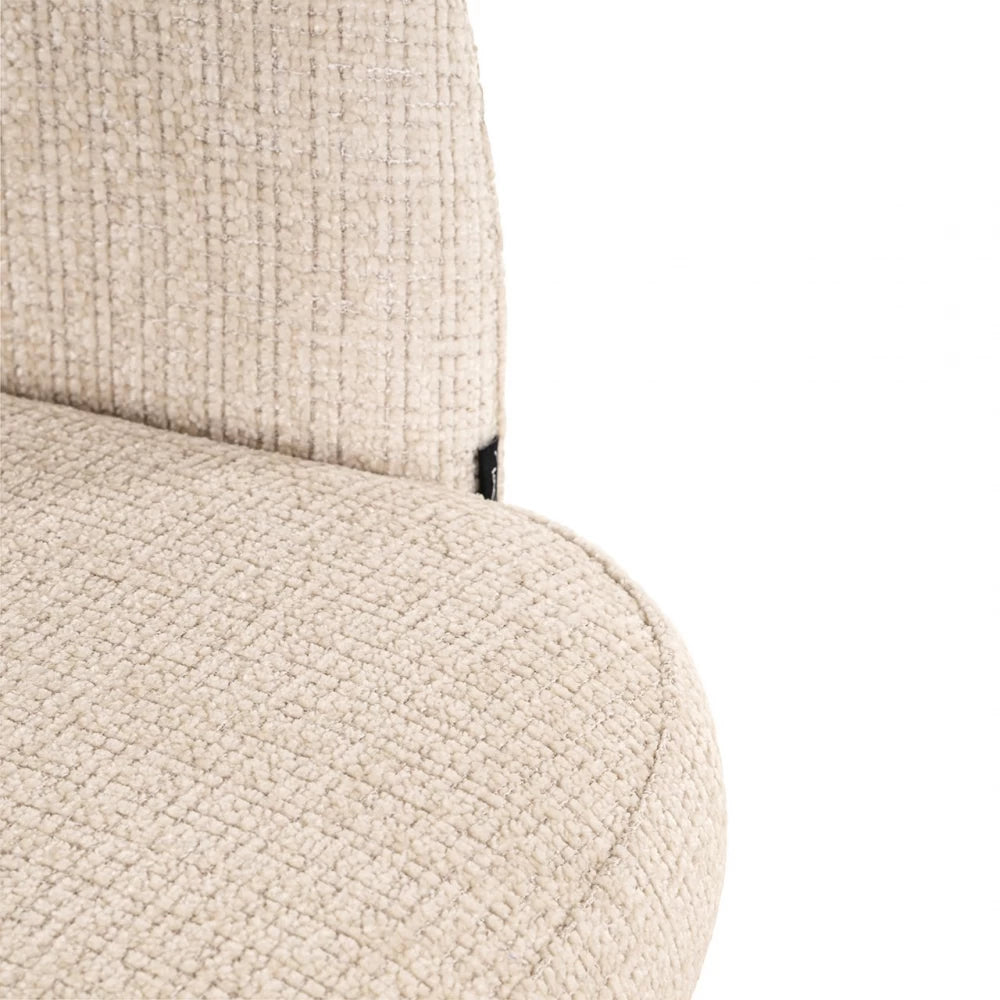 Scaun de bar cu inaltime reglabila tapitat cu Chenille Bej si picioare din Metal Negru H61-86xL59xA58cm Nikki