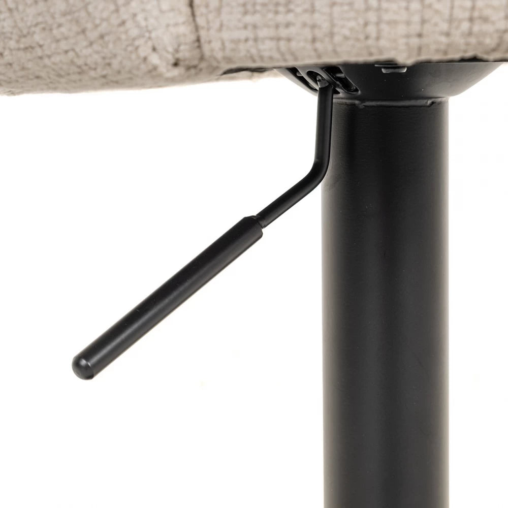Scaun de bar cu inaltime reglabila tapitat cu Chenille Bej si picioare din Metal Negru H61-86xL59xA58cm Nikki