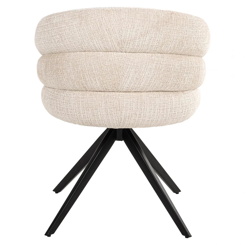 Scaun tapitat cu Chenille Bej si picioare din Metal Negru H79xL61xA60cm Serenity