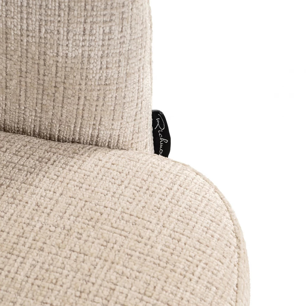 Scaun tapitat cu Chenille Bej si picioare din Metal Negru H79xL61xA60cm Serenity