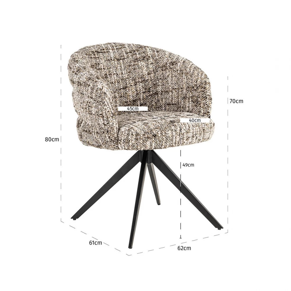 Scaun tapitat cu Stofa Maro si picioare din Metal Negru H79xL61xA60cm Serenity